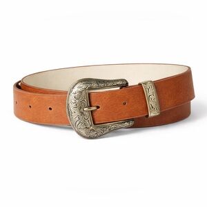 Western Faux Leather Tan Belt Size L/XL